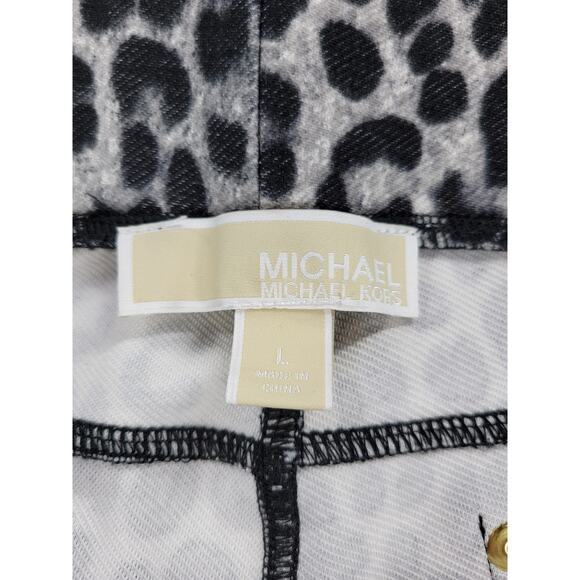 Michael Kors Womens Jeggings Size L Black Gray Leopard Print Pull On‎ Stretch - Picture 7 of 12